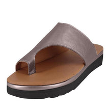 Load image into Gallery viewer, Women Leather Shoes Comfy Platform Flat Sole Ladies Casual Soft Big Toe Foot Sandal Walking Strappy Slides Sandals Open Toe Summer Shoes With Arch Support
