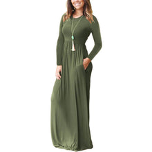 Load image into Gallery viewer, Women Long Sleeve Loose Plain Maxi Dresses Casual Long Dresses with Pockets
