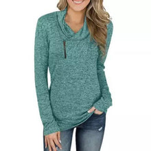 Load image into Gallery viewer, Women Long Sleeve V-Neck Size Zipper Collar Pullover Tunic Tops
