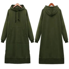 Load image into Gallery viewer, Women Loose Long Hoodie Casual Solid Color Hooded Sweatshirts Student's Autumn Winter Baggy Pullover Oversized Sweatshirt Dress
