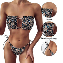 Load image into Gallery viewer, Women Luxury Leopard High Waist Bikini  Swimsuit Women's Push Up Bra Tie Side Cutout Bikini Set High Cut Padded Solid Bating Suit Swimwear Female Bikini Set Bathing Suit
