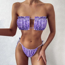 Load image into Gallery viewer, Women Luxury Leopard High Waist Bikini  Swimsuit Women's Push Up Bra Tie Side Cutout Bikini Set High Cut Padded Solid Bating Suit Swimwear Female Bikini Set Bathing Suit
