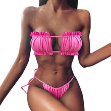 Load image into Gallery viewer, Women Luxury Leopard High Waist Bikini  Swimsuit Women's Push Up Bra Tie Side Cutout Bikini Set High Cut Padded Solid Bating Suit Swimwear Female Bikini Set Bathing Suit
