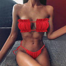 Load image into Gallery viewer, Women Luxury Leopard High Waist Bikini  Swimsuit Women's Push Up Bra Tie Side Cutout Bikini Set High Cut Padded Solid Bating Suit Swimwear Female Bikini Set Bathing Suit
