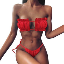 Load image into Gallery viewer, Women Luxury Leopard High Waist Bikini  Swimsuit Women's Push Up Bra Tie Side Cutout Bikini Set High Cut Padded Solid Bating Suit Swimwear Female Bikini Set Bathing Suit
