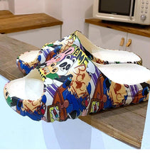 Load image into Gallery viewer, Women Men Summer Slippers Beach Slides Sandals Cartoon Flip Flops Thick Soled Boys Girls Couples Bathroom Shoes Non-Slip Quick Drying Soft Massage Slides Comfortable Lightweight Open Toe Pool Spa Sandals
