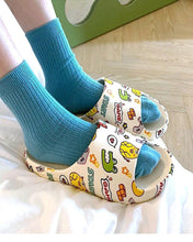 Load image into Gallery viewer, Women Men Summer Slippers Beach Slides Sandals Cartoon Flip Flops Thick Soled Boys Girls Couples Bathroom Shoes Non-Slip Quick Drying Soft Massage Slides Comfortable Lightweight Open Toe Pool Spa Sandals
