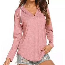 Load image into Gallery viewer, Women Modern Deep V Neck Solid Drawstring Loose Sweatshirt Basic Tunic
