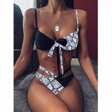Load image into Gallery viewer, Women New High Waist Bikini Swimsuit Modern Swimwear Female Thong Brazilian Bikini Set Bathing Suit Bather Women's Twist Front High Waisted Bikini Swimsuit Halter Drawstring Tie Side Bottom Two Piece Bathing Suit
