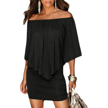 Load image into Gallery viewer, Women Off Shoulder Ruffles Bodycon Mini Dress
