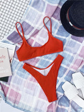 Load image into Gallery viewer, Women One-Shoulder Bikini Swimsuit Women Push Up Swimwear Women's Bathing Suit Comfortable Bikini Ribbed Two Piece Swimsuit Bikini Set Summer Bathing Suit Beach Wear Swimming Suit

