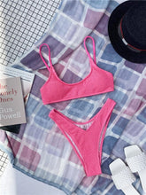 Load image into Gallery viewer, Women One-Shoulder Bikini Swimsuit Women Push Up Swimwear Women's Bathing Suit Comfortable Bikini Ribbed Two Piece Swimsuit Bikini Set Summer Bathing Suit Beach Wear Swimming Suit
