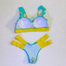 Load image into Gallery viewer, Women Push Up Bikini Women Neon Bandage Swimwear Women Patchwork Bikini Swimsuit 2 Piece  Cutout Molded Push Up Bathing Suit Ruffle Hook Closure Bikini Set Two Piece Bathing Suit
