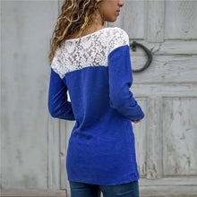 Load image into Gallery viewer, Women Round Neck Sexy Lace Casual Long-Sleeved Top
