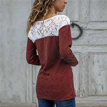 Load image into Gallery viewer, Women Round Neck Sexy Lace Casual Long-Sleeved Top
