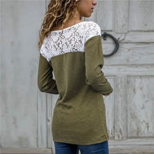 Load image into Gallery viewer, Women Round Neck Sexy Lace Casual Long-Sleeved Top
