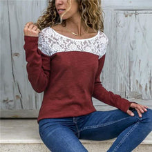 Load image into Gallery viewer, Women Round Neck Sexy Lace Casual Long-Sleeved Top

