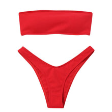 Load image into Gallery viewer, Women's Bikini Two Piece Swimsuit Swimwear  Beach Bathing Suit Woman Two-Piece Strapless Padded High Cut Bandeau Bathing Suit Swimwear
