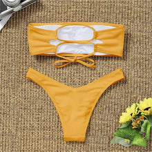 Load image into Gallery viewer, Women's Bikini Two Piece Swimsuit Swimwear  Beach Bathing Suit Woman Two-Piece Strapless Padded High Cut Bandeau Bathing Suit Swimwear
