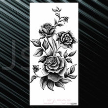 Load image into Gallery viewer, Women's Fashion Flower Temporary Tattoos Sticker Fake Rose Waterproof Large Realistic Black Colorful Flowers Tattoos
