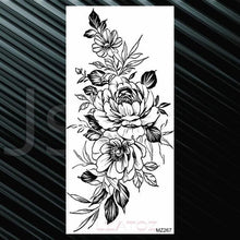 Load image into Gallery viewer, Women's Fashion Flower Temporary Tattoos Sticker Fake Rose Waterproof Large Realistic Black Colorful Flowers Tattoos
