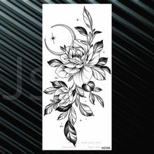 Load image into Gallery viewer, Women's Fashion Flower Temporary Tattoos Sticker Fake Rose Waterproof Large Realistic Black Colorful Flowers Tattoos
