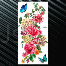 Load image into Gallery viewer, Women's Fashion Flower Temporary Tattoos Sticker Fake Rose Waterproof Large Realistic Black Colorful Flowers Tattoos

