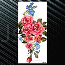 Load image into Gallery viewer, Women's Fashion Flower Temporary Tattoos Sticker Fake Rose Waterproof Large Realistic Black Colorful Flowers Tattoos
