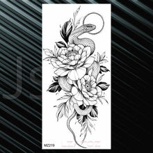 Load image into Gallery viewer, Women's Fashion Flower Temporary Tattoos Sticker Fake Rose Waterproof Large Realistic Black Colorful Flowers Tattoos
