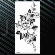 Load image into Gallery viewer, Women's Fashion Flower Temporary Tattoos Sticker Fake Rose Waterproof Large Realistic Black Colorful Flowers Tattoos
