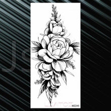 Load image into Gallery viewer, Women's Fashion Flower Temporary Tattoos Sticker Fake Rose Waterproof Large Realistic Black Colorful Flowers Tattoos
