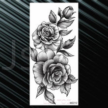 Load image into Gallery viewer, Women's Fashion Flower Temporary Tattoos Sticker Fake Rose Waterproof Large Realistic Black Colorful Flowers Tattoos

