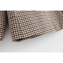 Load image into Gallery viewer, Women's Fashionable Office Wear Double Breasted Plaid Blazer Coat Vintage Long Sleeve Pockets Female Outerwear Chic Tops
