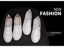 Load image into Gallery viewer, Women's Genuine Leather Sneakers Casual Fashionable Sports Shoes Vulcanized Woman Summer Flat Shoe Leather Women Lace Up Casual Shoes White Fashion Sneakers
