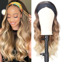 Load image into Gallery viewer, Women's Headband Wig Body Wave Natural Black Blonde Wigs with Headband Fake Hair Synthetic Wigs For Black Women Cosplay Wigs For Women Gifts for girlfriends
