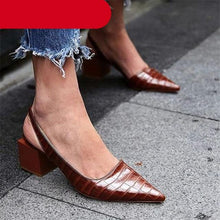 Load image into Gallery viewer, Women's Pointed Toes Pumps Luxury Heels Sandals Summer New Vintage Woman Lady Sandals Fashion Heel Sandals Mid Block Square Heel Slip On Pointed Toe Office Sandal
