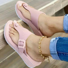 Load image into Gallery viewer, Women's Sandals Summer Shoes Beach Platform Clip Toes Buckle Strap Leather Casual Shoes Summer Casual Clip Toe Slippers Summer Flat Non-Slip Shoes With Buckle Strap
