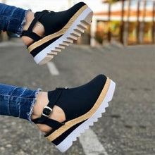 Load image into Gallery viewer, Women's Sandals Vintage Shoes Buckle Strap Straw Thick Bottom Flats Platform Sandals Flock Retro Shoes Woman Buckle Strap Straw Thick Bottom Party Flatform Sandals
