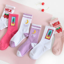 Load image into Gallery viewer, Women's Socks Combed Out Of Pure Cotton Colorful Cartoon Cute Funny Happy Kawaii Moon Strawberry Cactus Ankle Socks For Men And Women
