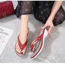 Load image into Gallery viewer, Women's Summer New Fashion Metal Button Slides Beach Shoes Modern Sandals Women Outside Platform Comfort Thong Style Flip Flops Sandals With Arch Support Thick Sole Outdoor Flip Flops
