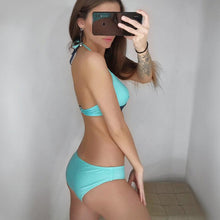 Load image into Gallery viewer, Women's Swimsuit Bikinis Set Swimwear Women's Bathing Suits Push Up Halter Bandage Bikini Floral Printing Swim Bottoms Two Piece Swimsuits Women Swimsuits Bathing Suit Women Swim Suit Halter Leaf Print Beach Wear

