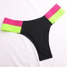 Load image into Gallery viewer, Women's Swimsuits Swimwear Patchwork Bikini Woman Push up Bikinis Swimsuit Bathing Suits Women Rave Neon Patchwork Bikini Swimsuit 2 Piece Cutout Molded Push Up Bathing Suit
