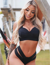 Load image into Gallery viewer, Women's Swimsuits Swimwear Patchwork Bikini Woman Push up Bikinis Swimsuit Bathing Suits Women Rave Neon Patchwork Bikini Swimsuit 2 Piece Cutout Molded Push Up Bathing Suit
