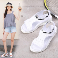 Load image into Gallery viewer, Women Sandals Breathable Comfort Walking Shoes Heels Summer Platform Sandal Casual Comfortable Sandals For Women Ankle Elastic Lightweight Soft Modern Beach Sandals
