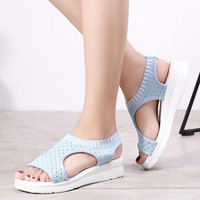 Load image into Gallery viewer, Women Sandals Breathable Comfort Walking Shoes Heels Summer Platform Sandal Casual Comfortable Sandals For Women Ankle Elastic Lightweight Soft Modern Beach Sandals
