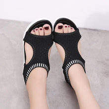 Load image into Gallery viewer, Women Sandals Breathable Comfort Walking Shoes Heels Summer Platform Sandal Casual Comfortable Sandals For Women Ankle Elastic Lightweight Soft Modern Beach Sandals
