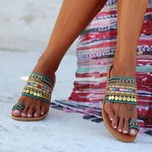 Load image into Gallery viewer, Women Sandals Flip-Flops Handmade Style Flip Flop Sandals Streetwear Fashion Shoes Women Flat Clip Toe Casual Floral Beach Flip Flop Comfy Shoes Summer Elegant Toe Ring Sandals
