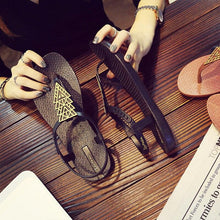 Load image into Gallery viewer, Women Sandals Flip Flops Summer Flat Shoes Woman Sandals Beach Flat Sandals T-Strap Sandals Strappy Flip Flop Sandal Flat Slide Casual Summer Beach Thong Slipper

