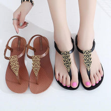 Load image into Gallery viewer, Women Sandals Flip Flops Summer Flat Shoes Woman Sandals Beach Flat Sandals T-Strap Sandals Strappy Flip Flop Sandal Flat Slide Casual Summer Beach Thong Slipper
