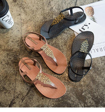 Load image into Gallery viewer, Women Sandals Flip Flops Summer Flat Shoes Woman Sandals Beach Flat Sandals T-Strap Sandals Strappy Flip Flop Sandal Flat Slide Casual Summer Beach Thong Slipper
